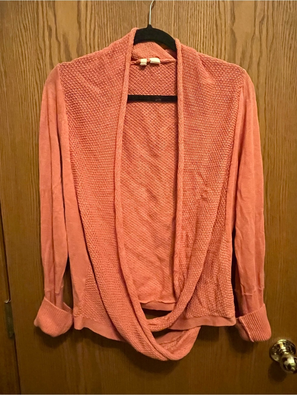Anthropologie Moth Large, Women's Coral Open-Front Draped/Wrap Sweater Cardigan
